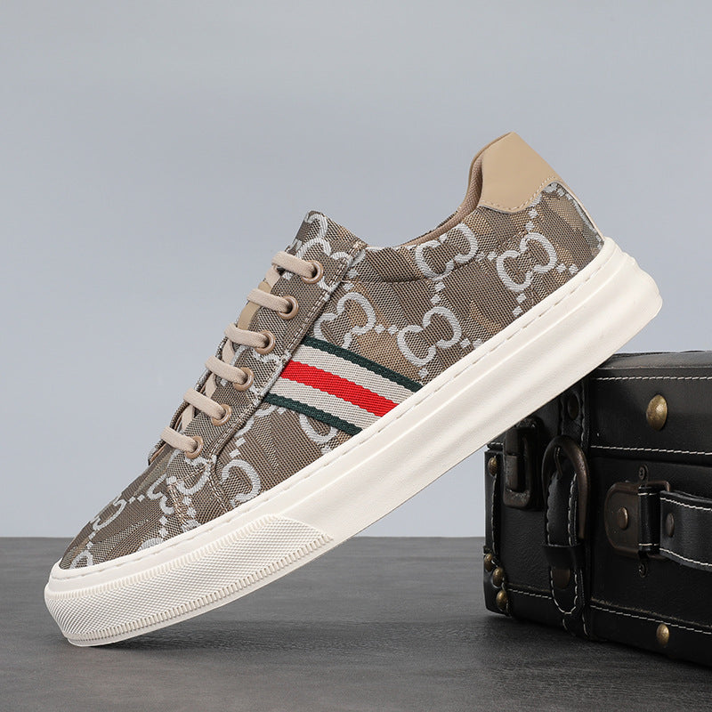 Men's Style Breathable Plaid No Lace Low Men's Canvas Shoes