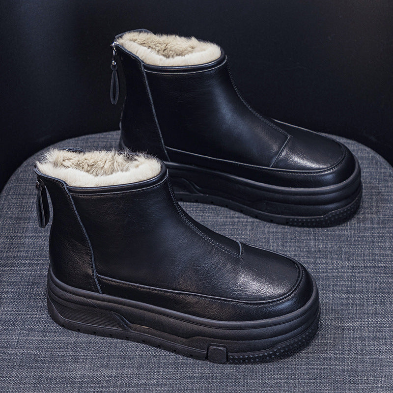 Women's Winter Fleece-lined Thickened Korean Style Warm Snow Boots