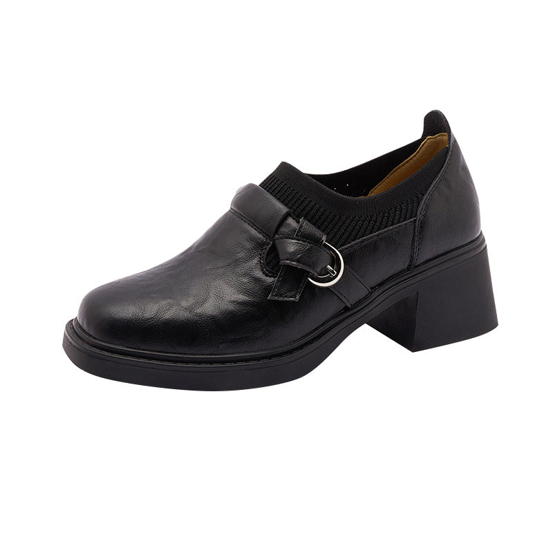 Women's Genuine Korean Chunky Knitted Slip-on Ankle Women's Fashion Shoes