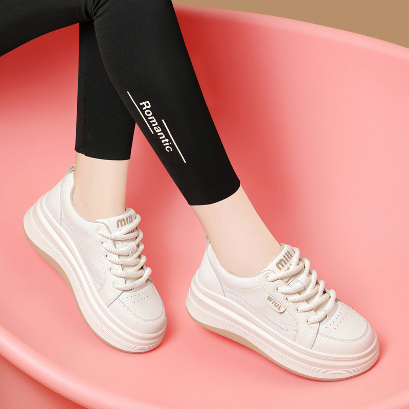 Women's White Dad Spring Flat Platform Sports Sneakers