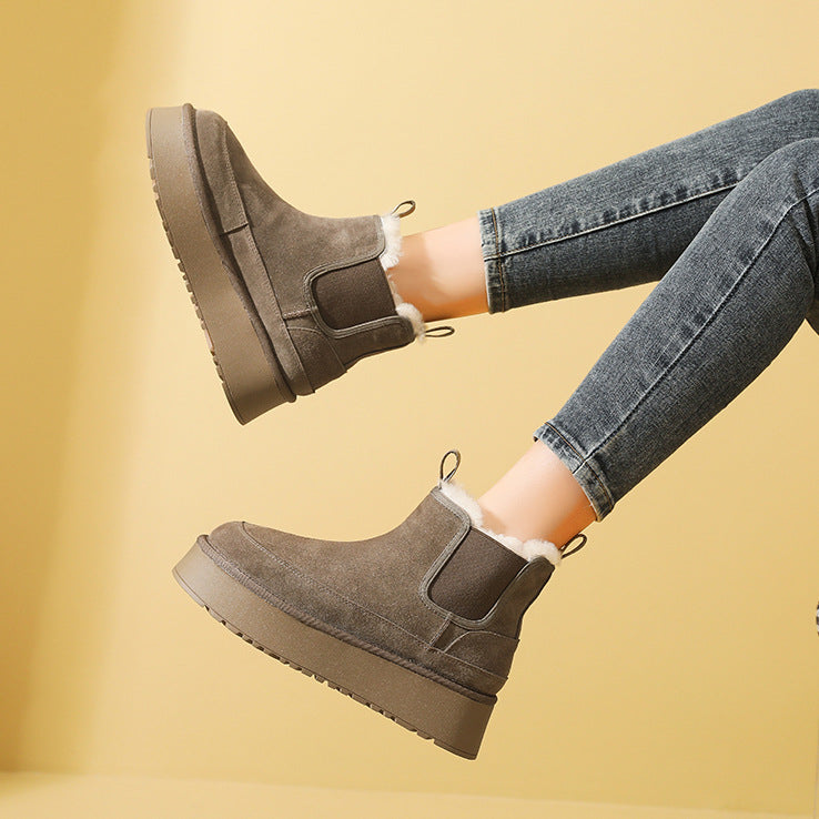 Real Fur Winter Thick Veet Fashionable Warm Short Snow Boots