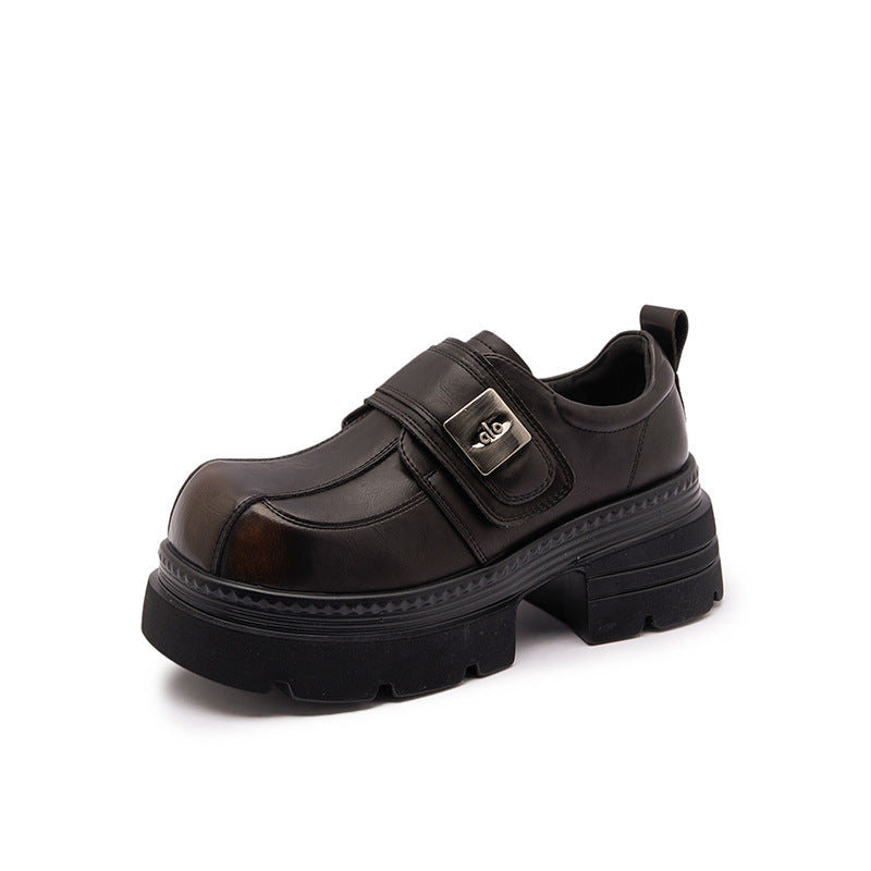 Spring Thick Bottom Increased Chunky British Velcro Loafers