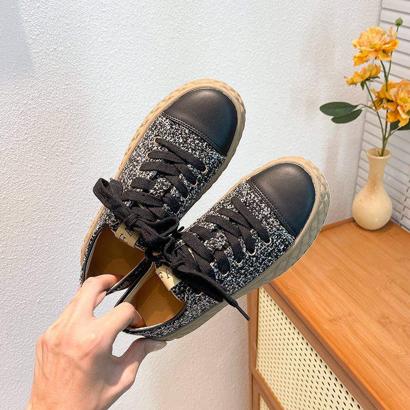 Women's & Men's Mom Temperament Classic Style Thick Diamond Plaid Sole Men's Shoes