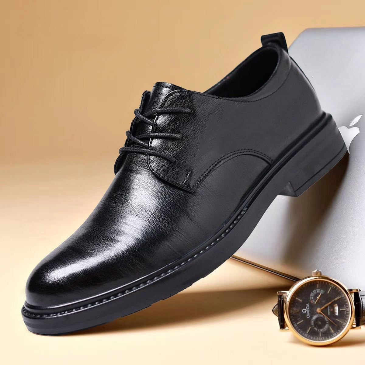 Men's Breathable Lace Up British Working Business Wedding Leather Shoes