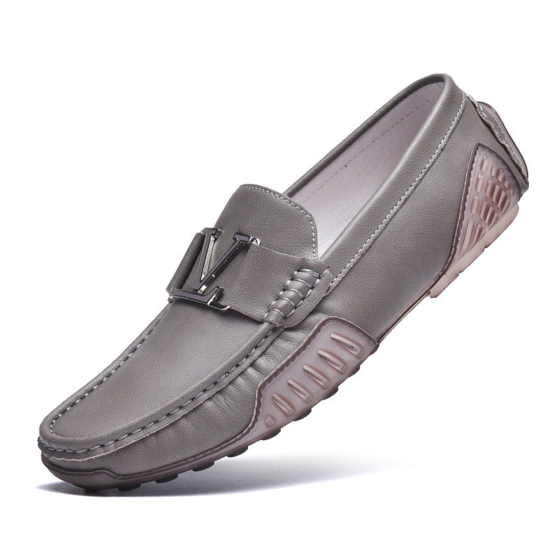 Men's Broadcast Real With Fleece Lining Trendy Cowhide Slip-on Driving Plus Leather Shoes