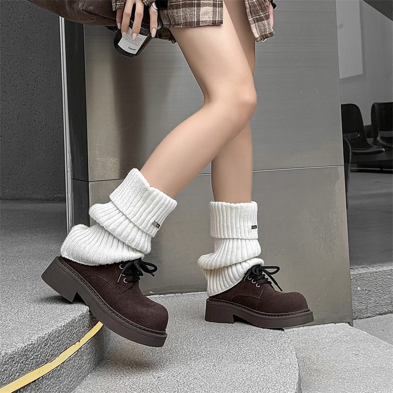 Glamorous Platform Retro Big Head Martin Leather Shoes