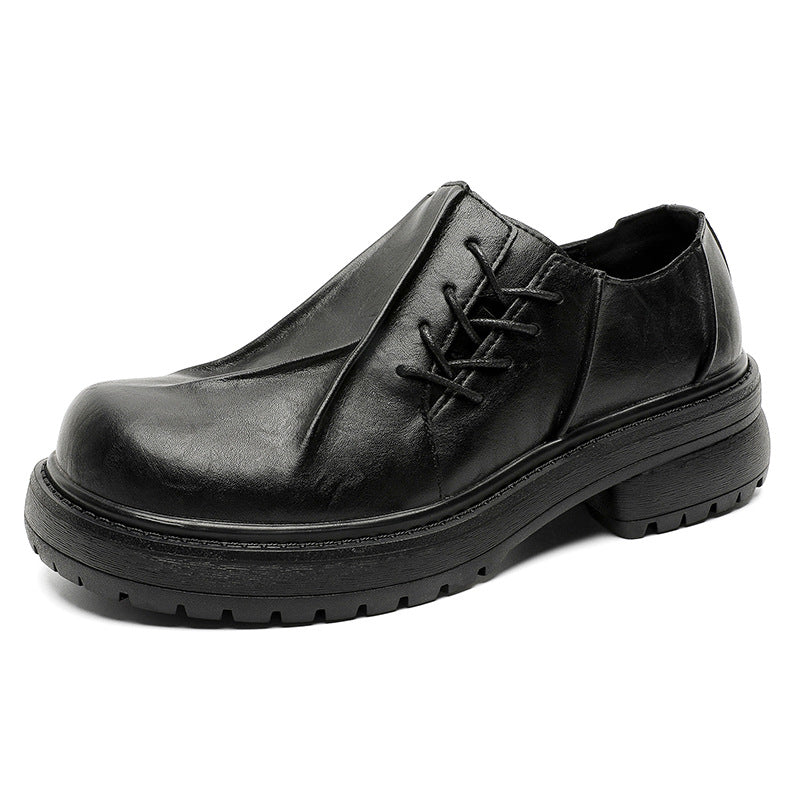 Men's Derby High-grade Black Commuter Niche Small British Leather Shoes