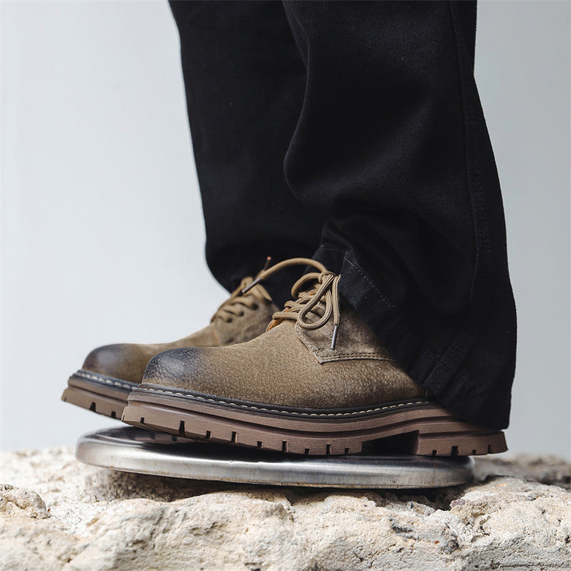 Men's Autumn Retro British Big Head Derby Leather Shoes
