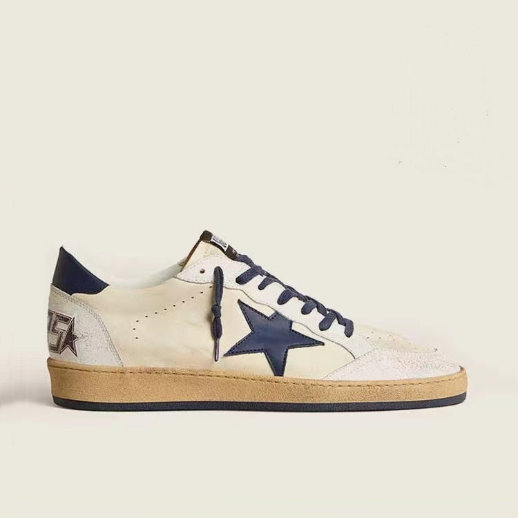 Style Round Toe Golden Goose Star Height Increasing Insole Lace Men's Board Shoes