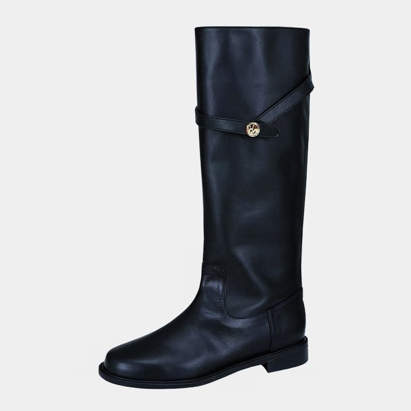 Style Tall Knight Below The Knee Straight Niche Fashion Women's Leather Boots
