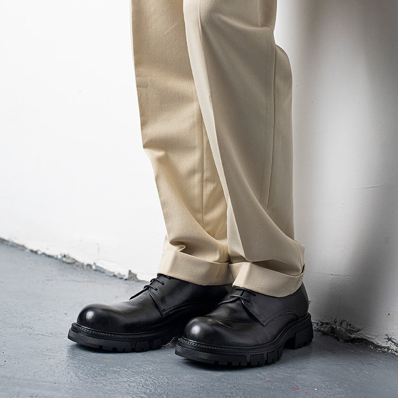 Men's Toe Round Raise The Bottom Soft Leather Shoes