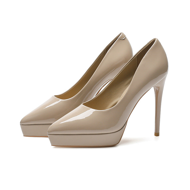Women's Pumps Summer Pointed Patent Waterproof Platform Sexy Temperament Stiletto Women's Fashion Shoes