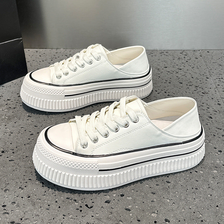 Women's Genuine Two-way White Spring Korean Style Versatile Platform Soft Women's Sports Shoes