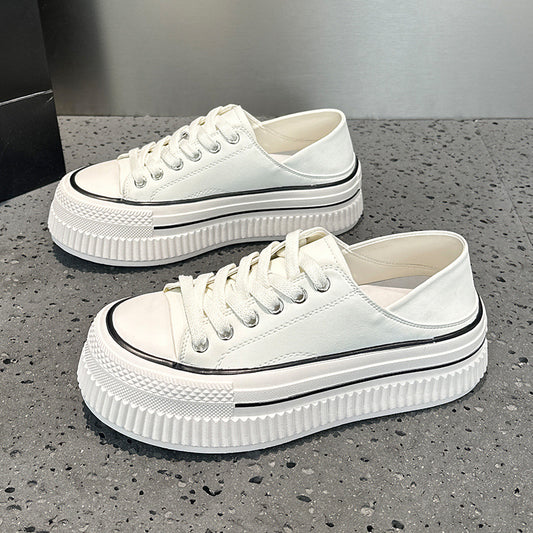 Women's Genuine Two-way White Spring Korean Style Versatile Platform Soft Women's Sports Shoes