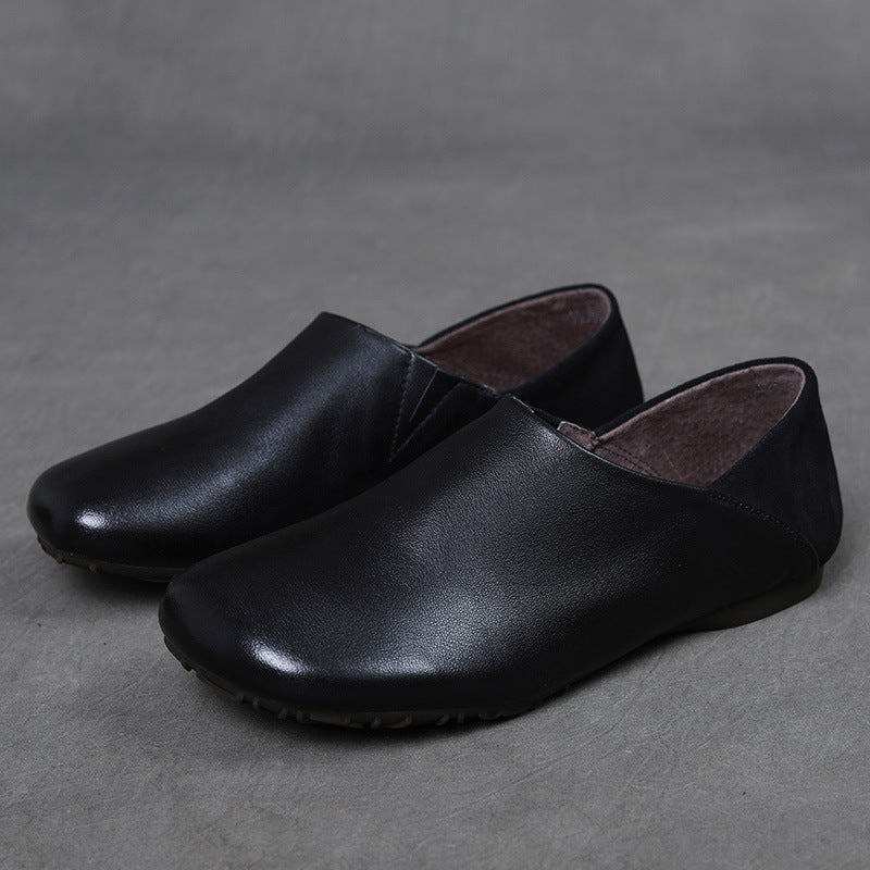 Women's First Layer Cowhide Slip-on Tendon Sole Autumn Mori Style Women's Casual Shoes