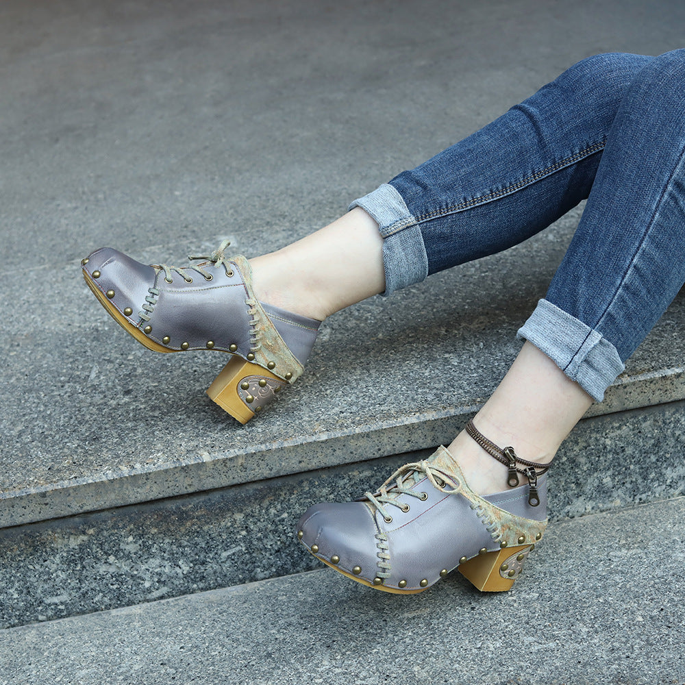 Hand-rub Color Street Style Fashion Stitching Women's Shoes