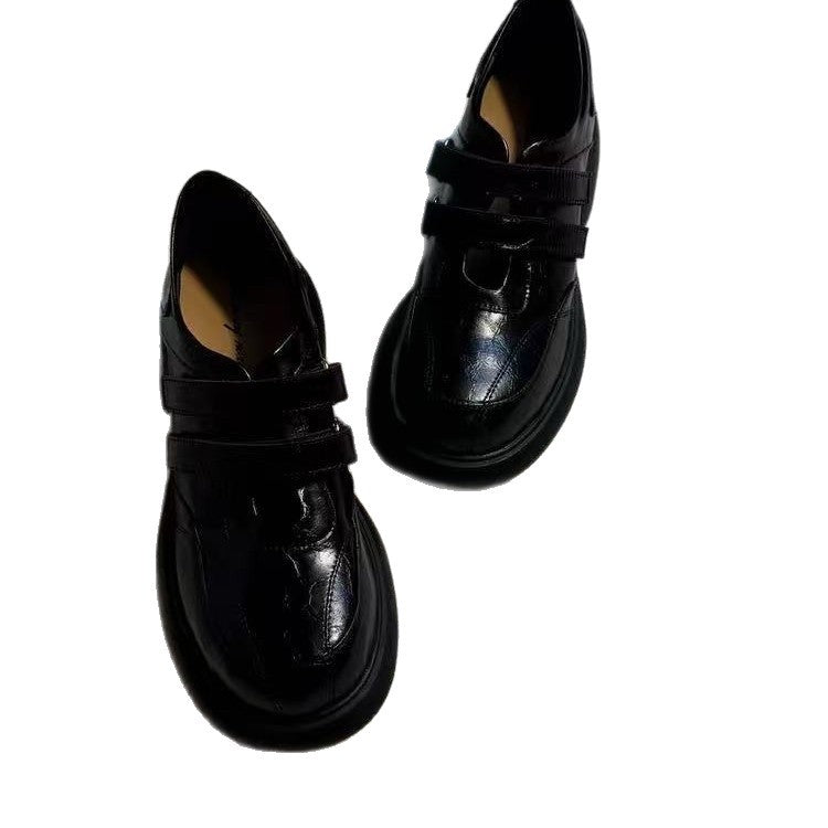 Women's British Style Velcro Niche Thick-soled Small Loafers