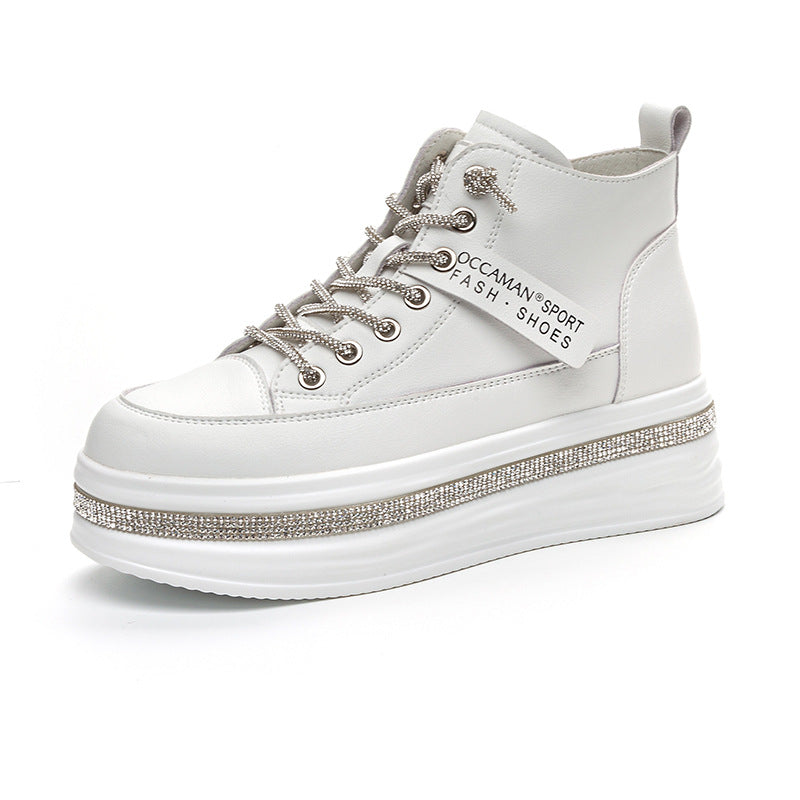 Women's Platform Muffin Height Increasing Insole Rhinestone Sneakers