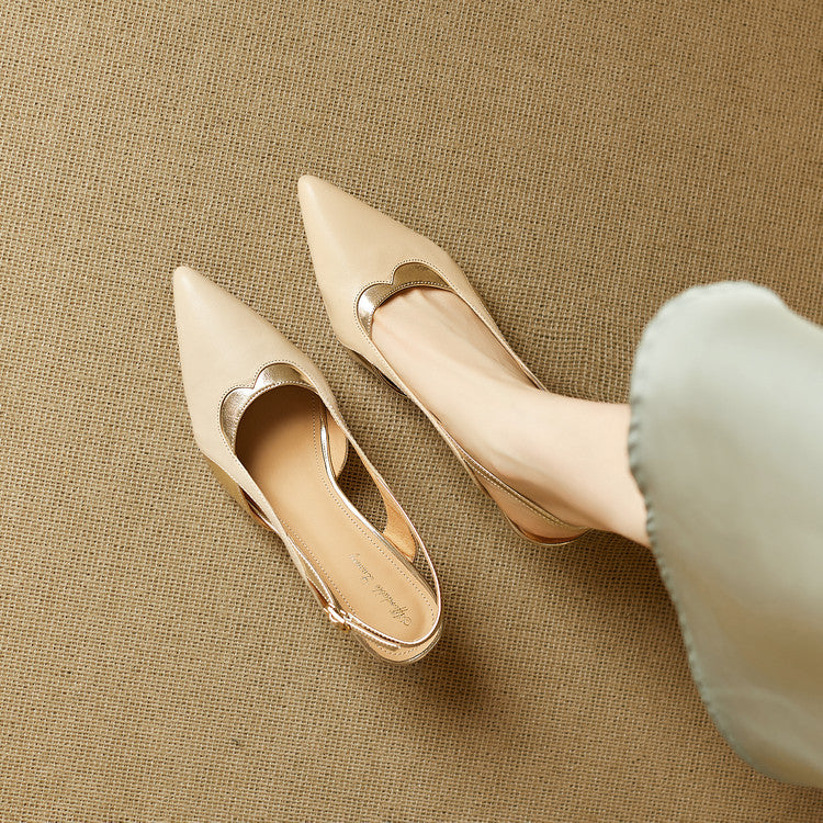 Women's Toe Shallow Mouth Profiled Mid Summer Buckle Color Matching Fashion High Heeled Sandals