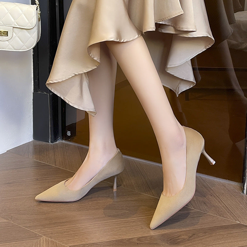 Women's Pointed High Stiletto Pumps Pure Color Not Tired Heels