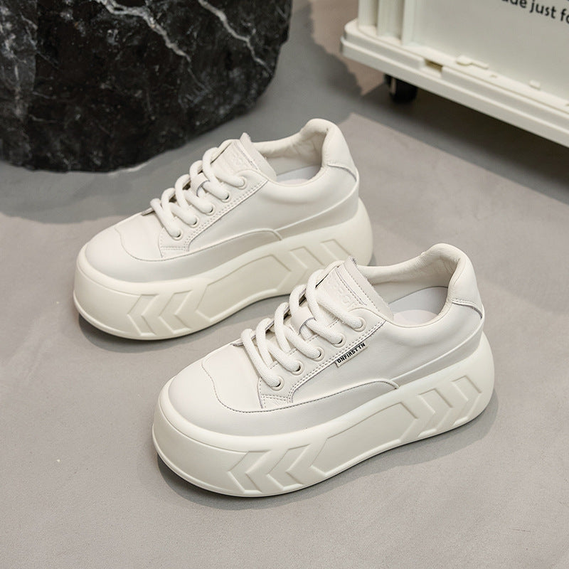 Women's White For Dad Versatile Hidden Platform Sneakers