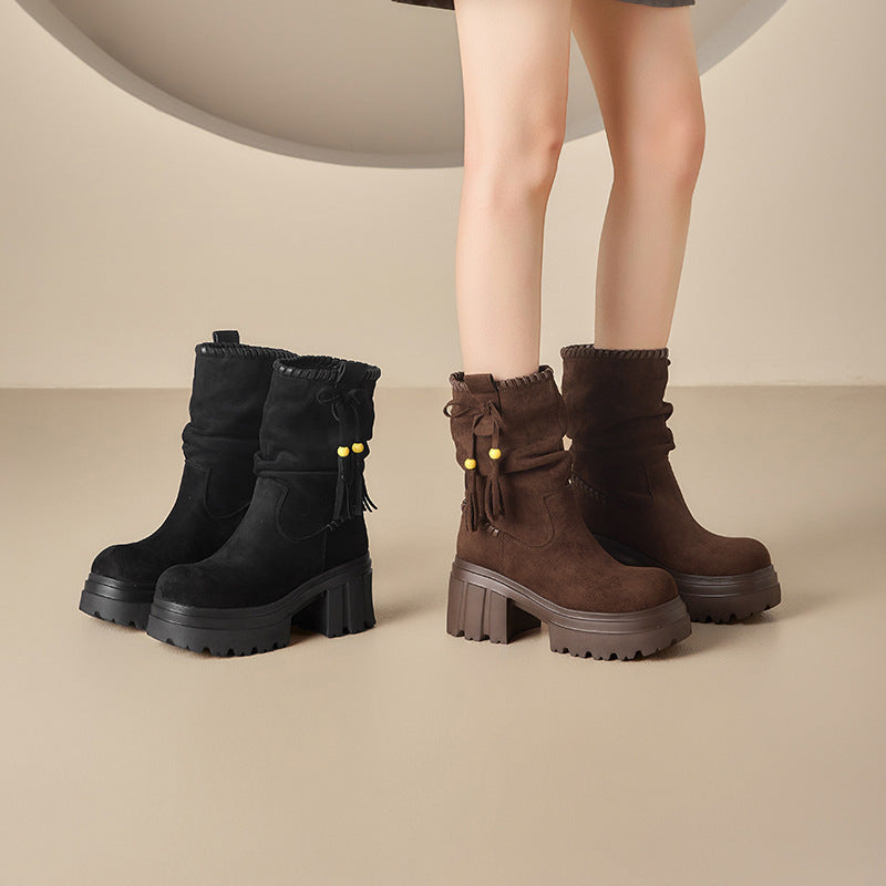 Women's Raise The Bottom Ankle Fleece-lined High Women's Leather Boots