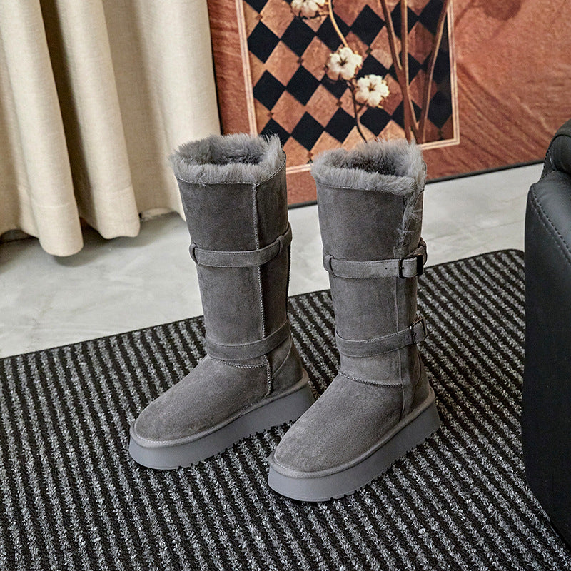 Women's Height Increasing Insole Two-way Thick Bottom Super Women's Snow Boots