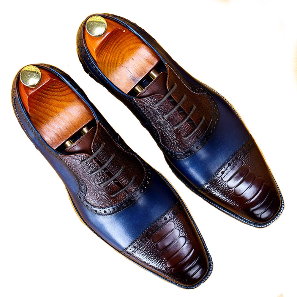 Men's Two Colors Oxford Business Formal Wear Luxury Leather Shoes
