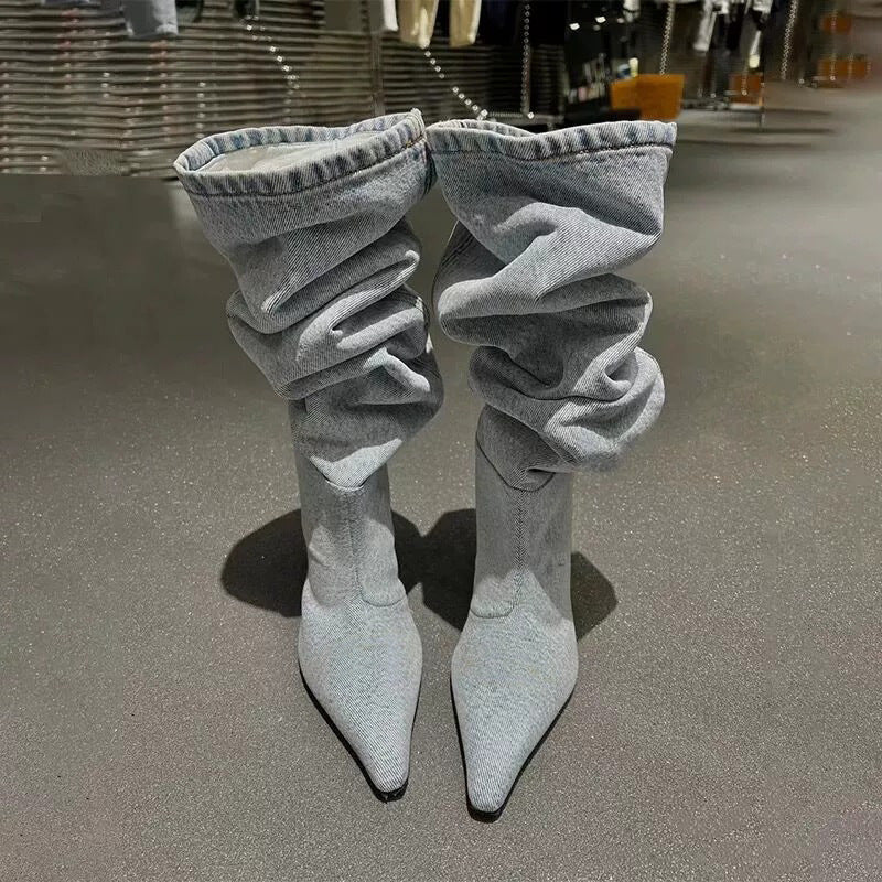 Below The Knee Pleated Pile Style Women's Fashion Shoes