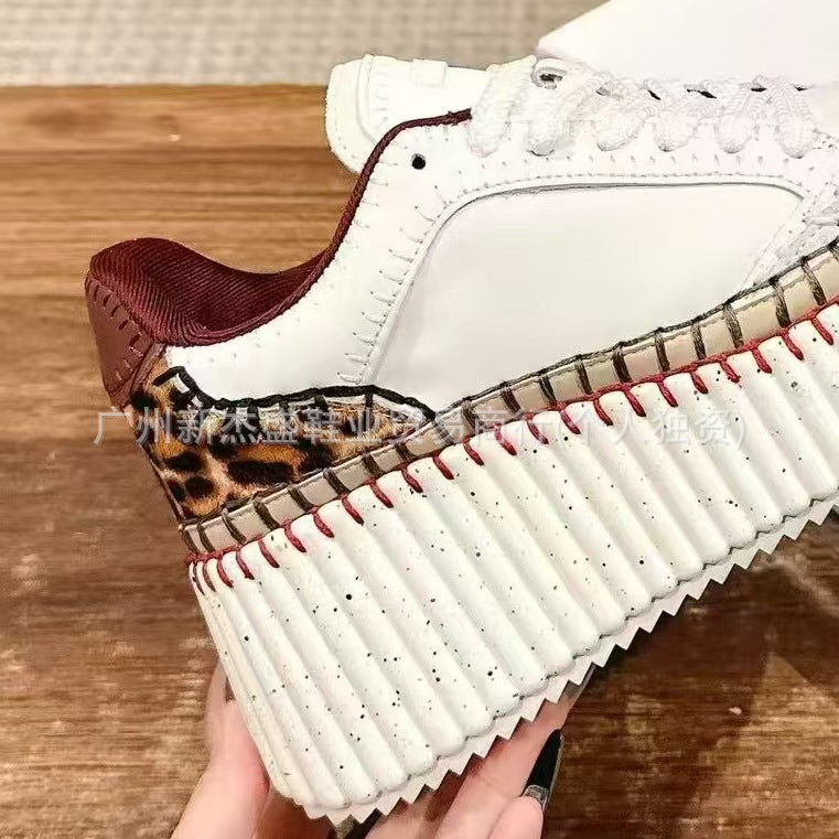 Women's Thick-soled Platform Small Height Increased Handmade Sneakers