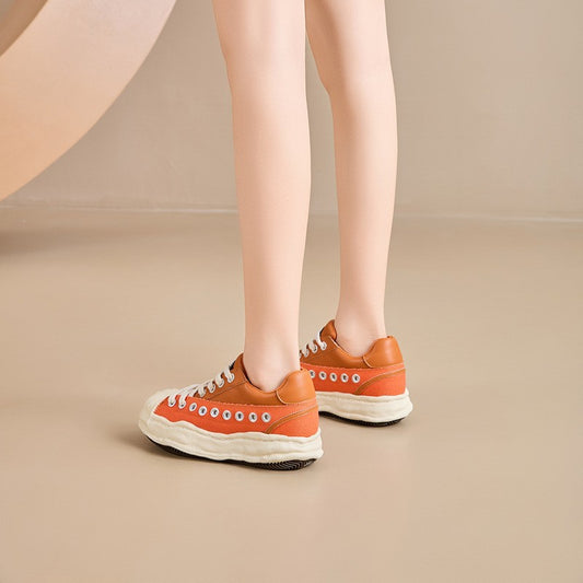Women's Height Increasing Insole Shell Toe Dissoed Spring Versatile Thick Bottom Women's Casual Shoes