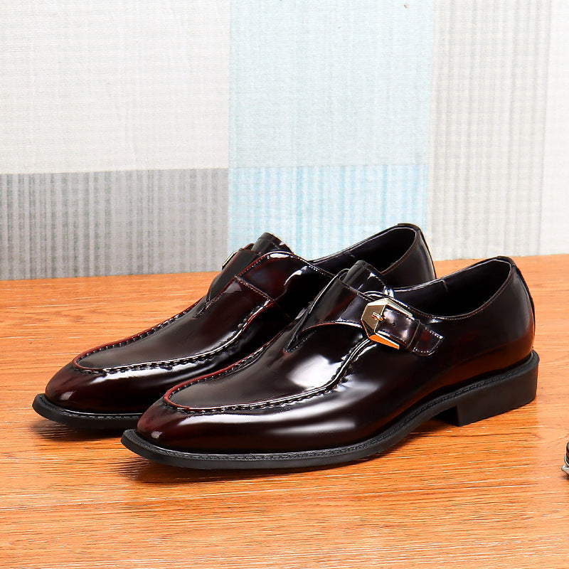 Men's Genuine Shiny Black Patent Business Formal Leather Shoes