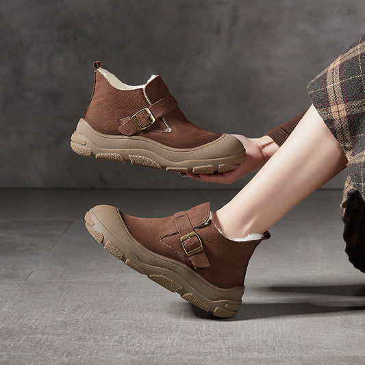 Women's Platinum Winter Wool Cotton Platform Warm Snow Boots