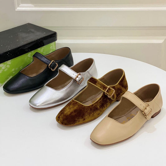 Women's Jane Flat Pumps Comfortable Square Head Women's Casual Shoes