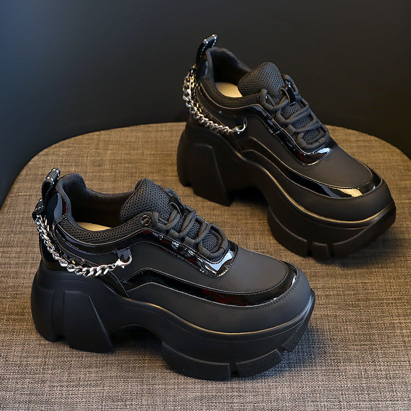 Bottom Chunky Height Increasing Korean Style Street Heels