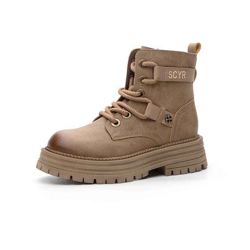 Women's Worker Autumn Platform Tooling Style Martin Women's Leather Boots