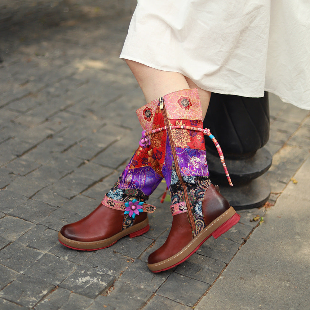 Women's Toe Comfort Retro Mongolian Style Warm Knee-length Boots
