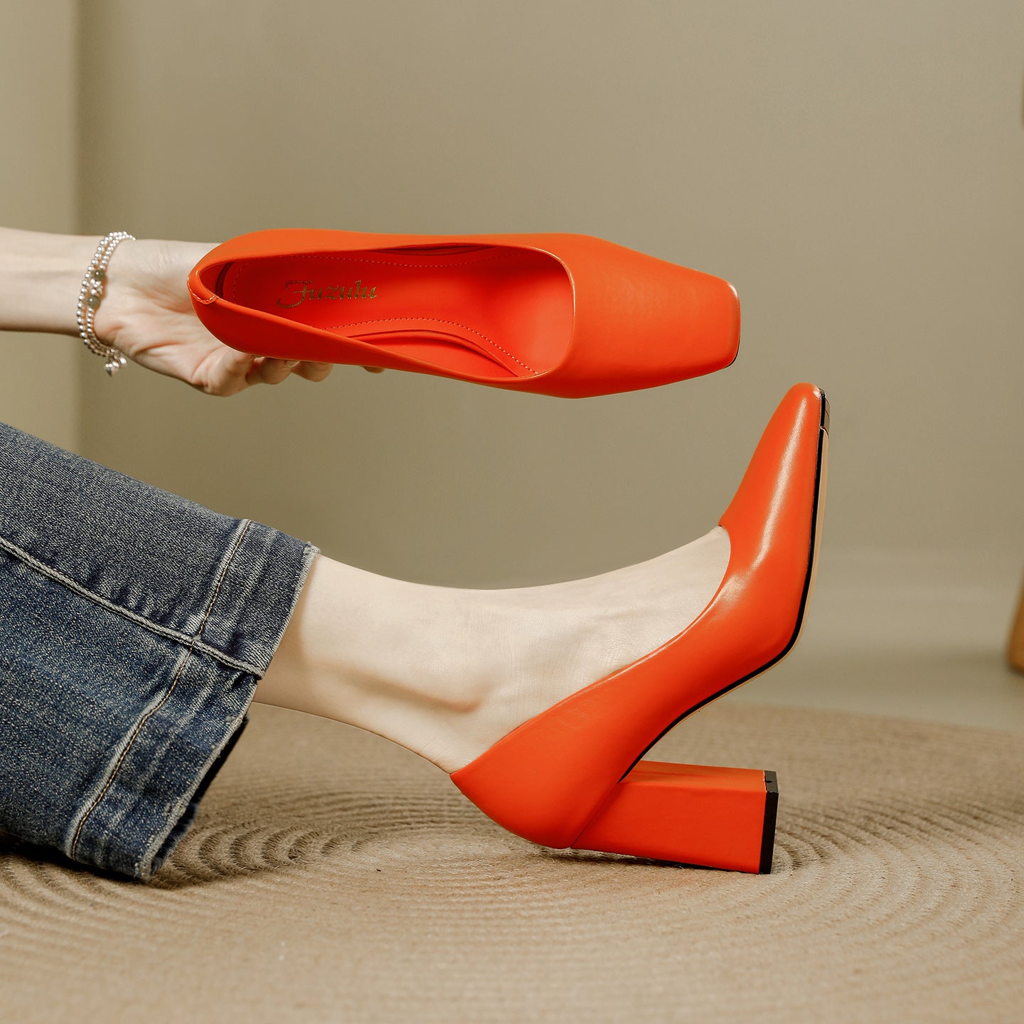 Women's Style Square Toe Professional High Not Tired Feet Commute Minimalist Women's Fashion Shoes