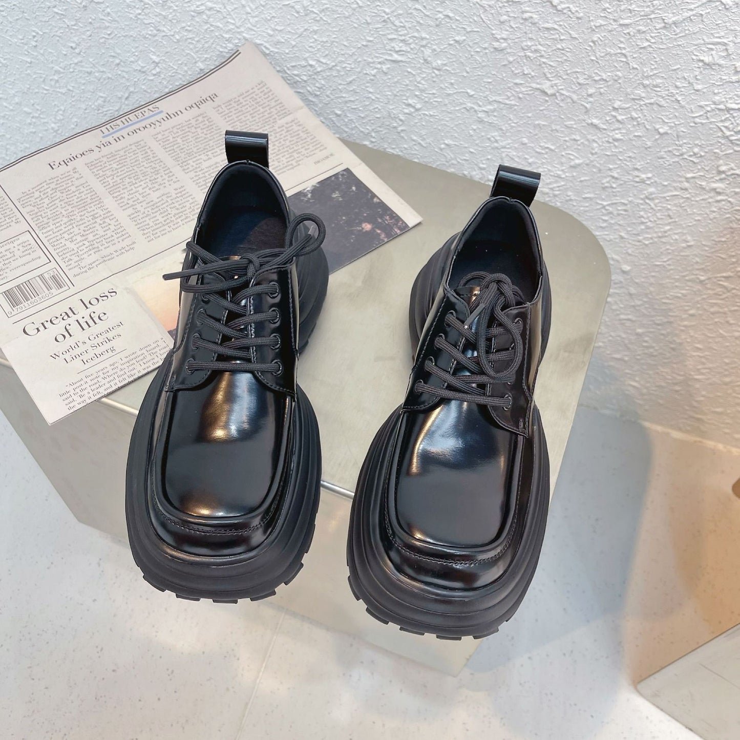 Women's Small Chunky Increased Square Toe Soft Casual Shoes