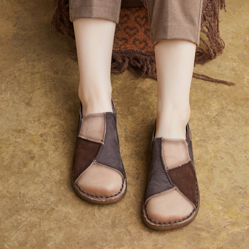 Ethnic Style Vintage Genuine Handmade Soft Bottom Surface Flat Women's Casual Shoes