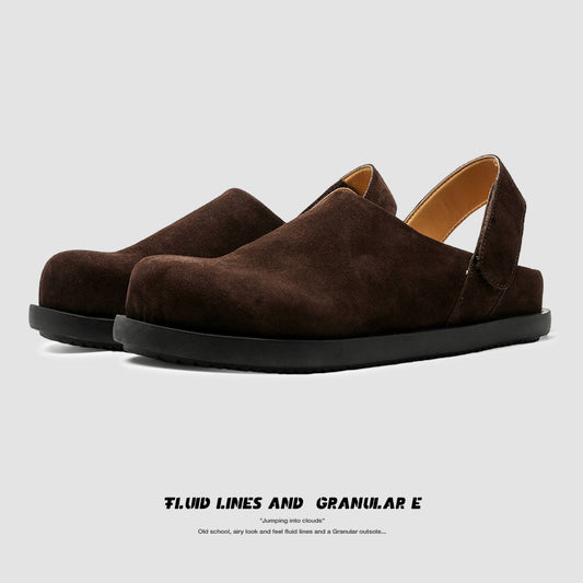 Women's Retro Closed Toe Half Two-way Slip-on Lofter Style Flat Slippers