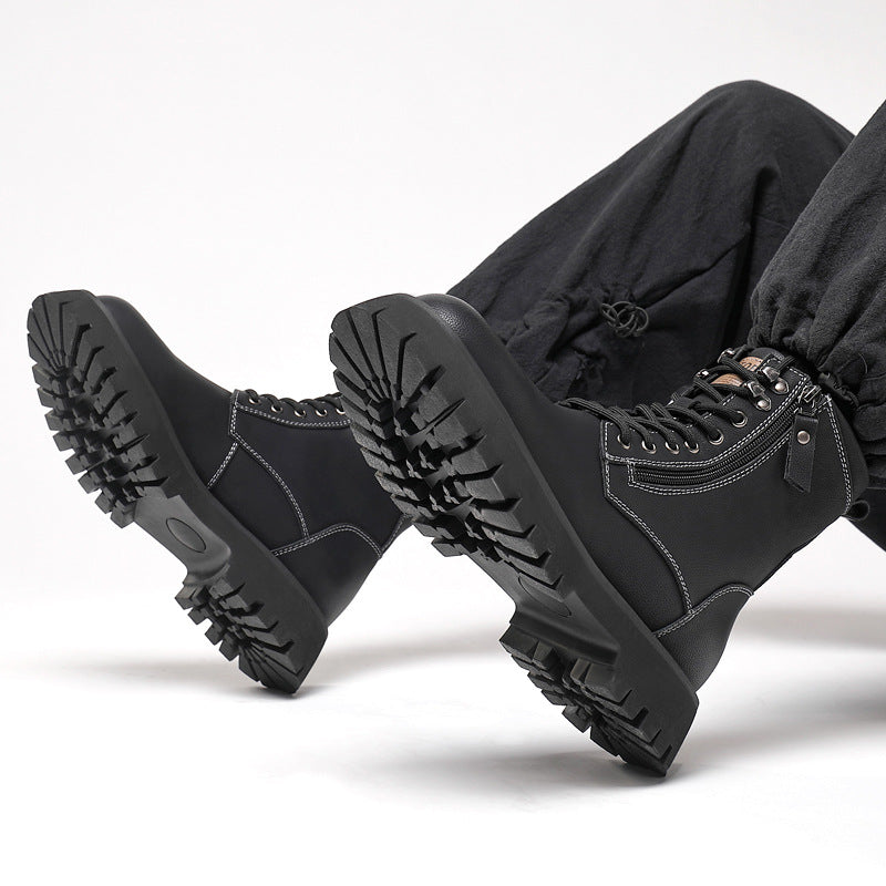 Men's Winter Fleece-lined Martin Platform American Retro Genuine Working Wear Men's Shoes