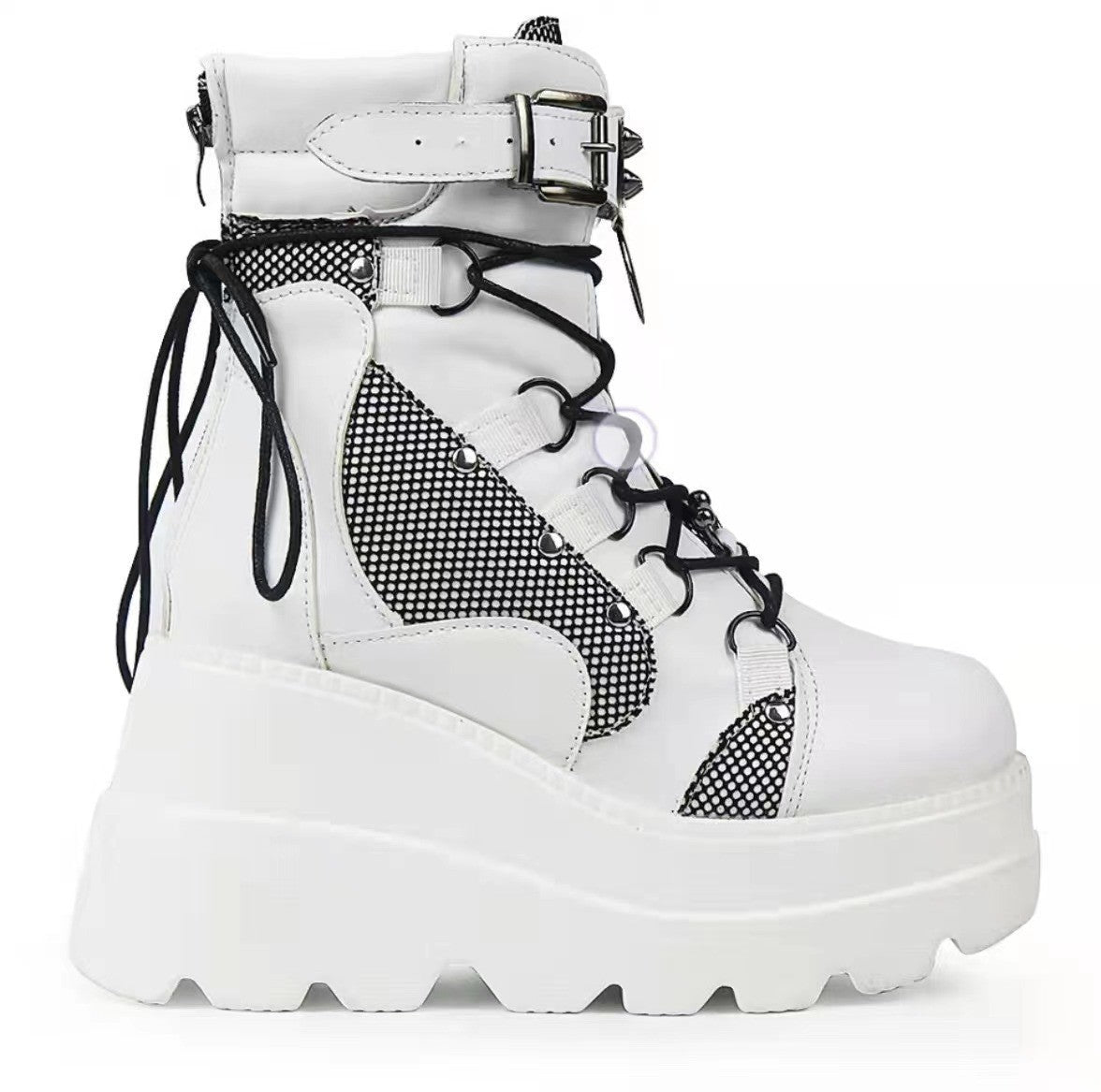 Women's Wedge Knight Plus Size Punk Handsome Platform Middle Women's Leather Boots
