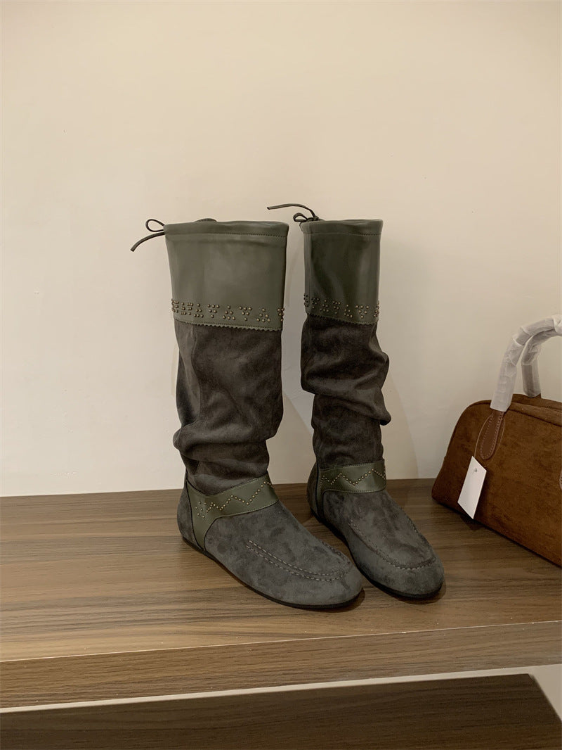 Women's Rivet Height Increasing Insole Western Cowboy Boots