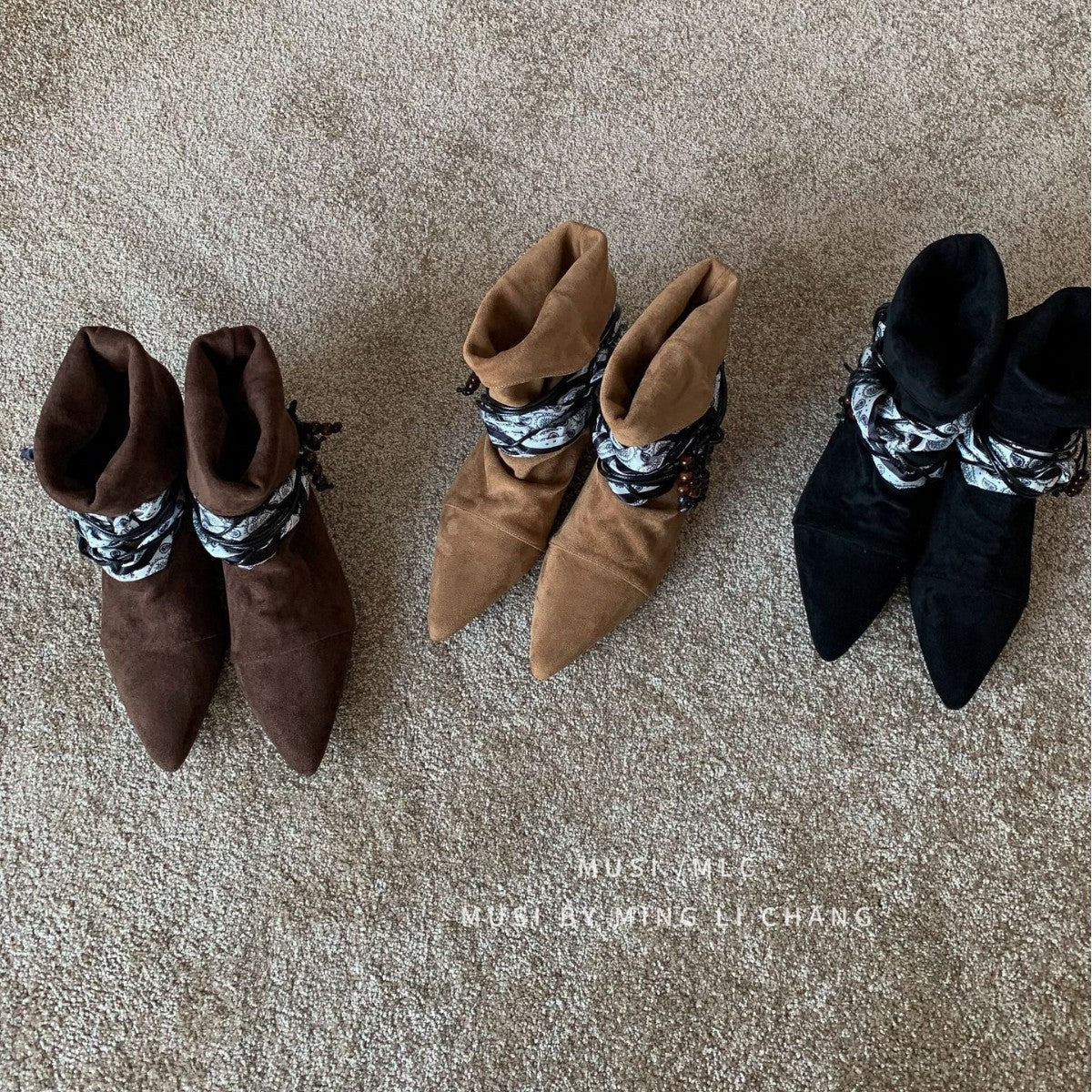 Women's Waste Soil Fashion Desert Tassel Knee-high Retro Knitted Belt Pointed Women's Leather Boots