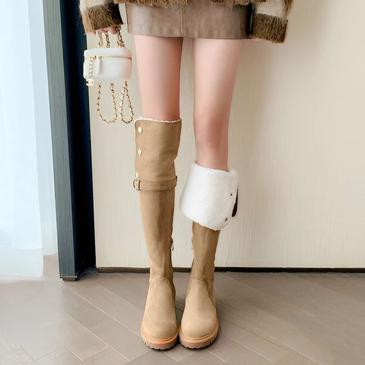 Women's Wool Two-way Wear High Leg Winter Snow Boots