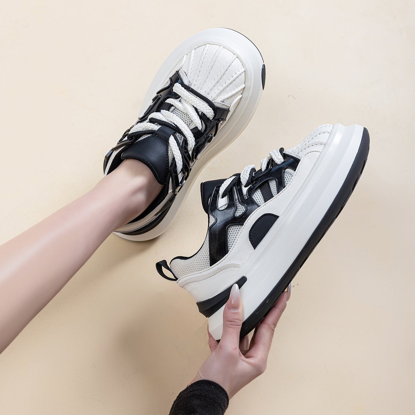Women's Genuine Breathable Mesh Dad Platform Increased Women's Casual Shoes