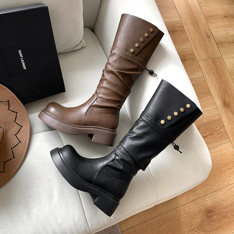 Easy Matching Female Hidden Elevator Chunky Heels