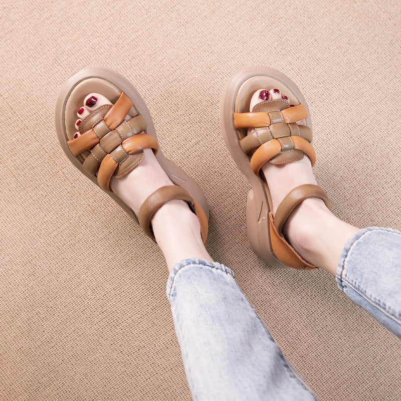 Women's Layer Cowhide Summer Genuine Retro Sports Sandals
