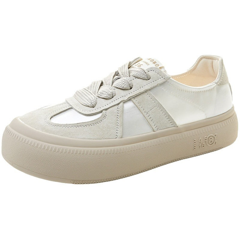 Women's Training For Retro Platform Round Toe Pink Satin Surface Breathable Women's Board Shoes